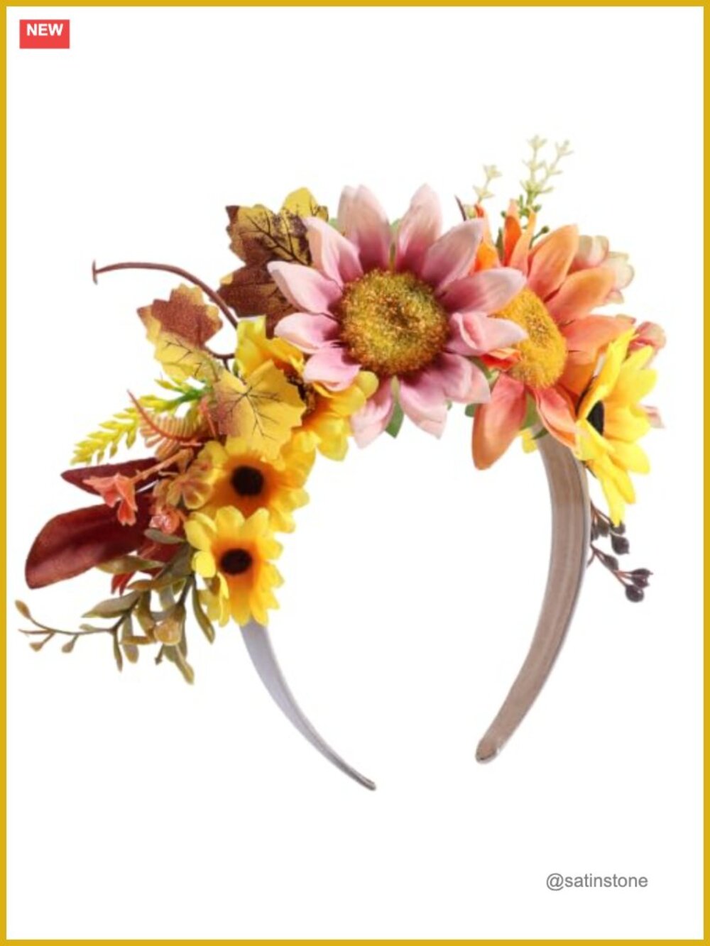 Daisy Flower Headband Hard Floral Crown Hair Accessory